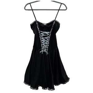 Sexy Barmaid Costume Black Blue Corset Laces Ballet Core California Costume Sz L